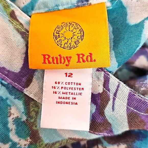 Ruby Rd Womens Button Front Cotton Poly Long Sleeve Jacket Top Multi Size 12 - Picture 9 of 10